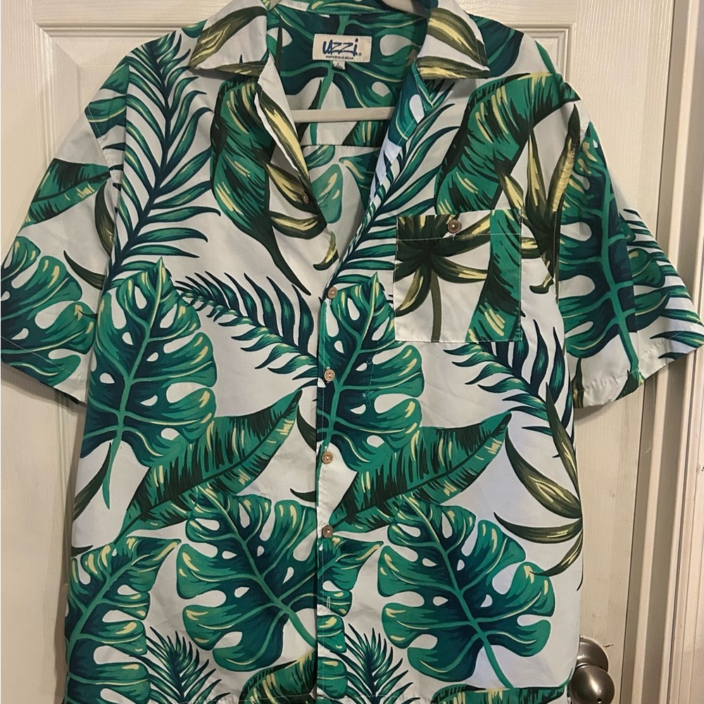 Men's Tropical Leaf Print Shirt - Green Uzzi‎ size L